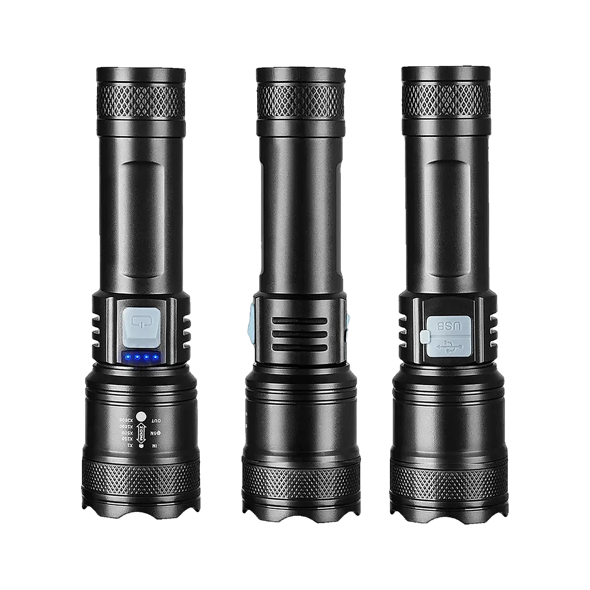 Beam Rechargeable Flashlight from three sides