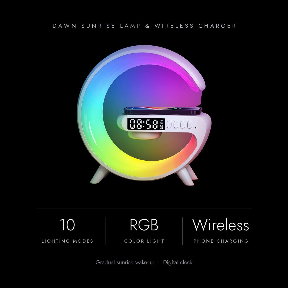 Dawn key specs: ten lighting modes, RGB color light, wireless phone charging