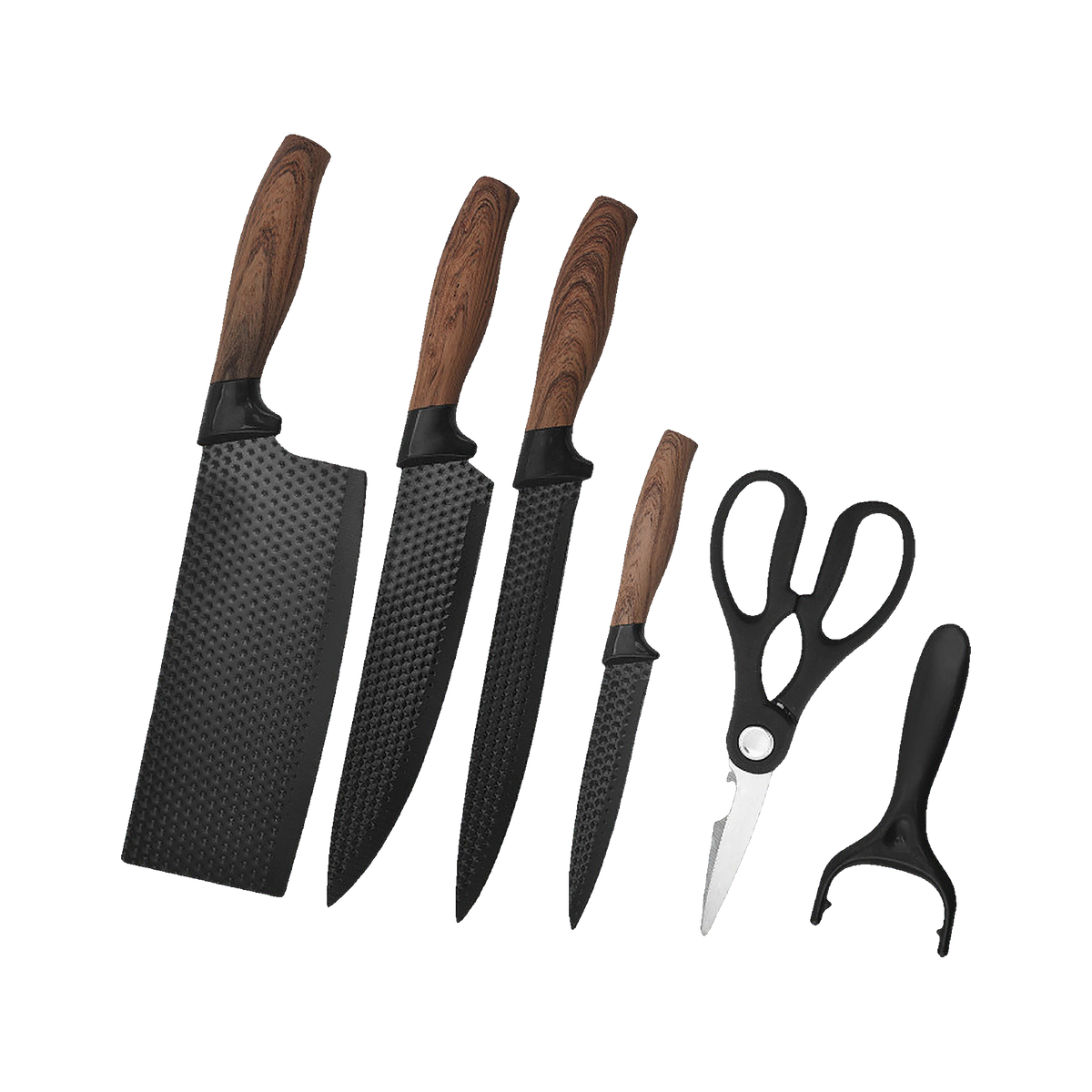 Edge 6-Piece Knife Set: four knives, kitchen shears and a peeler