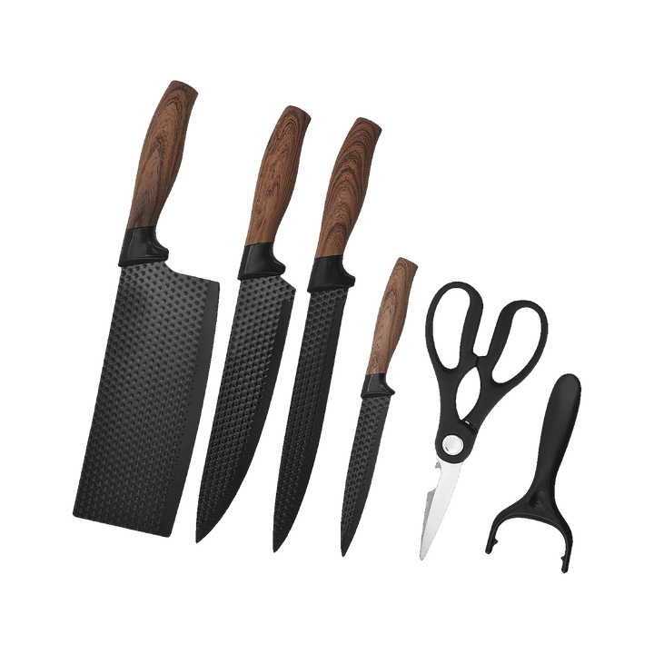 Edge 6-Piece Knife Set: four knives, kitchen shears and a peeler