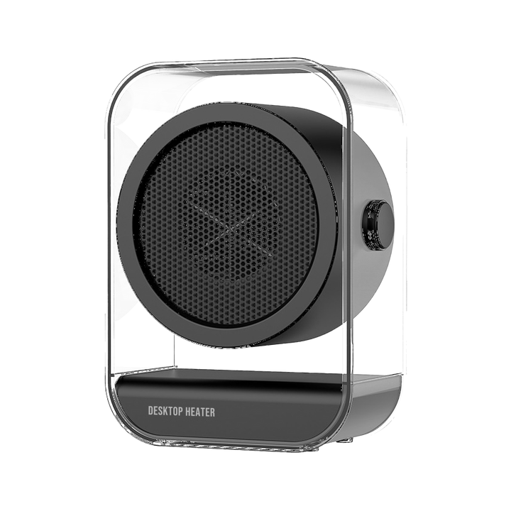 Ember Ceramic Space Heater in its clear acrylic frame, front view
