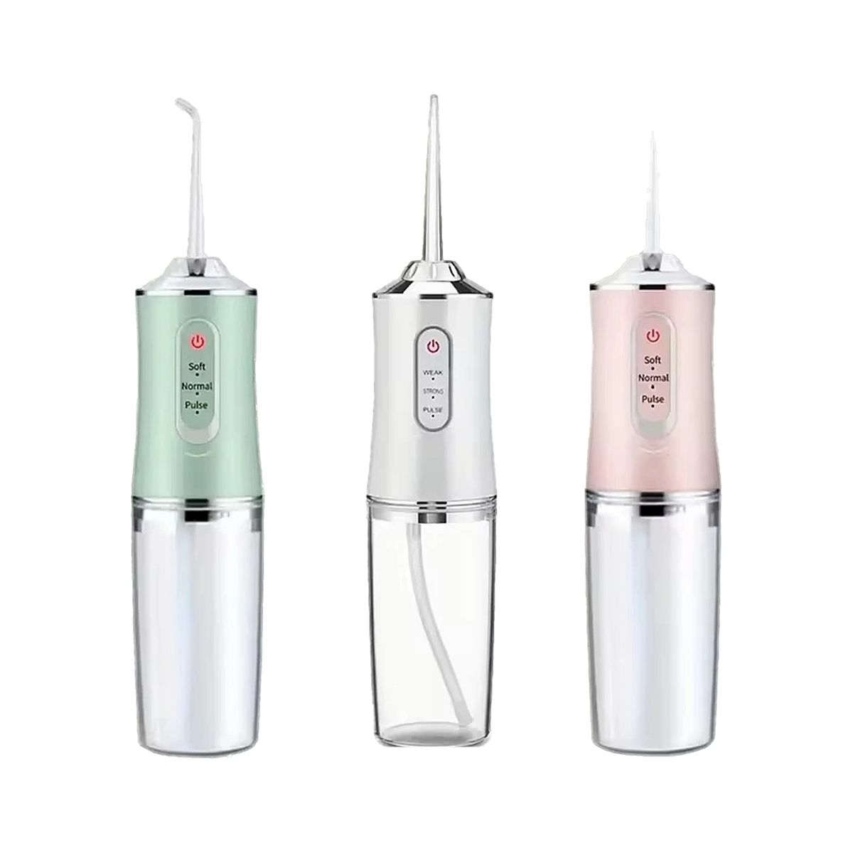 Rinse Cordless Water Flosser in green, white and pink