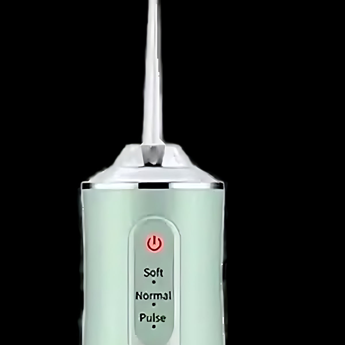 Close-up of Rinse’s power button and Soft, Normal and Pulse modes