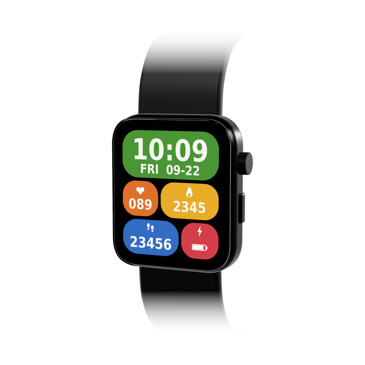 Signal Smart Watch, black square case and sport band, studio render