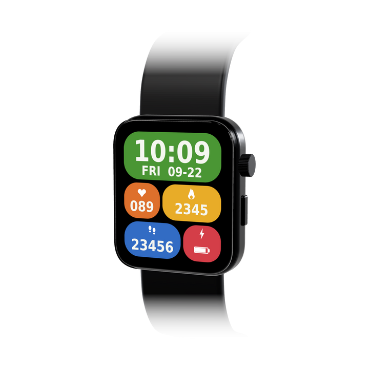 Signal Smart Watch, black square case and sport band, studio render