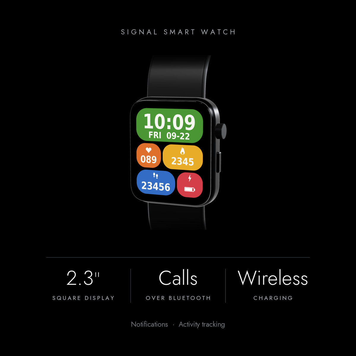 Signal key specs: 2.3-inch square display, Bluetooth calls, wireless charging