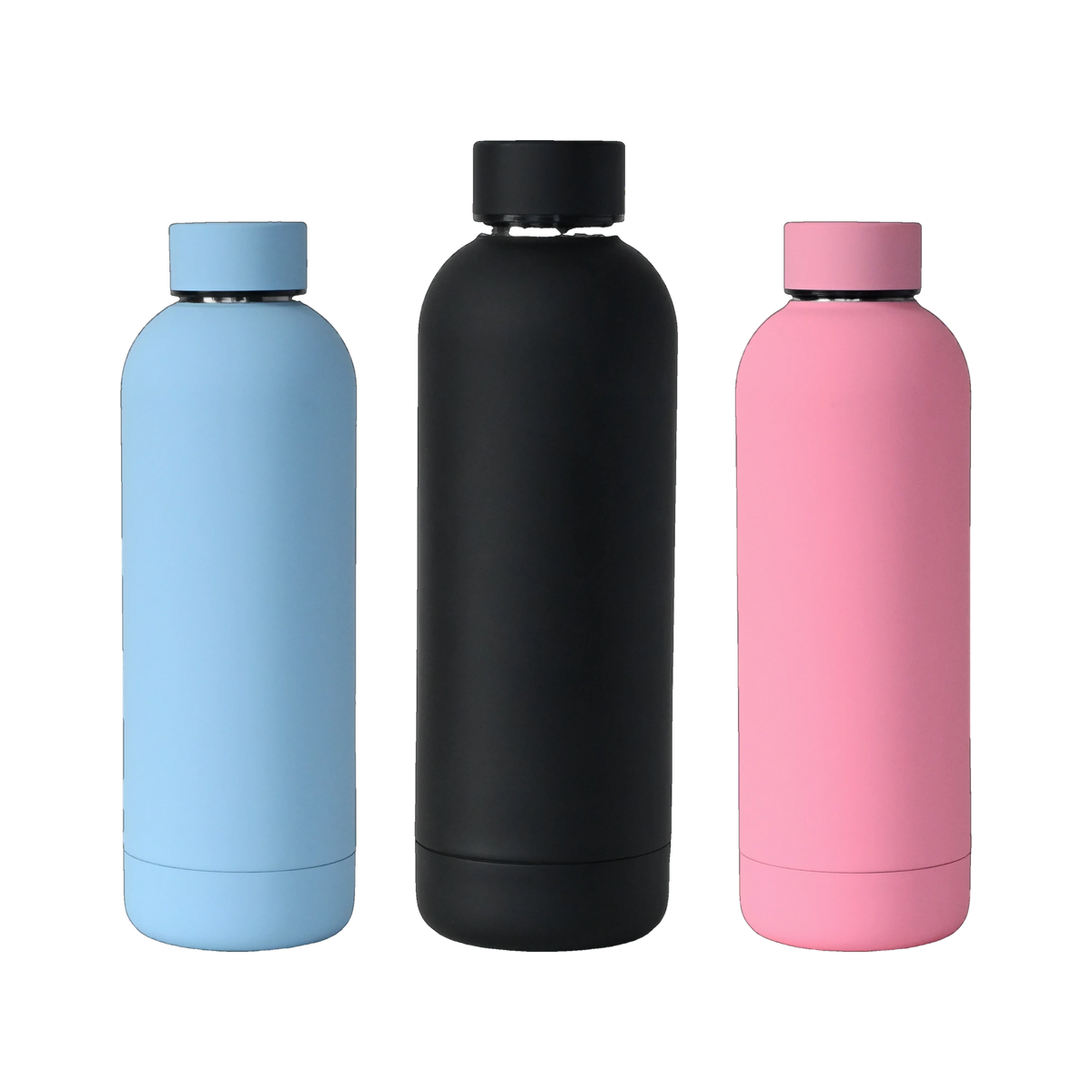 Still Insulated Bottles in Sky, Black and Blush