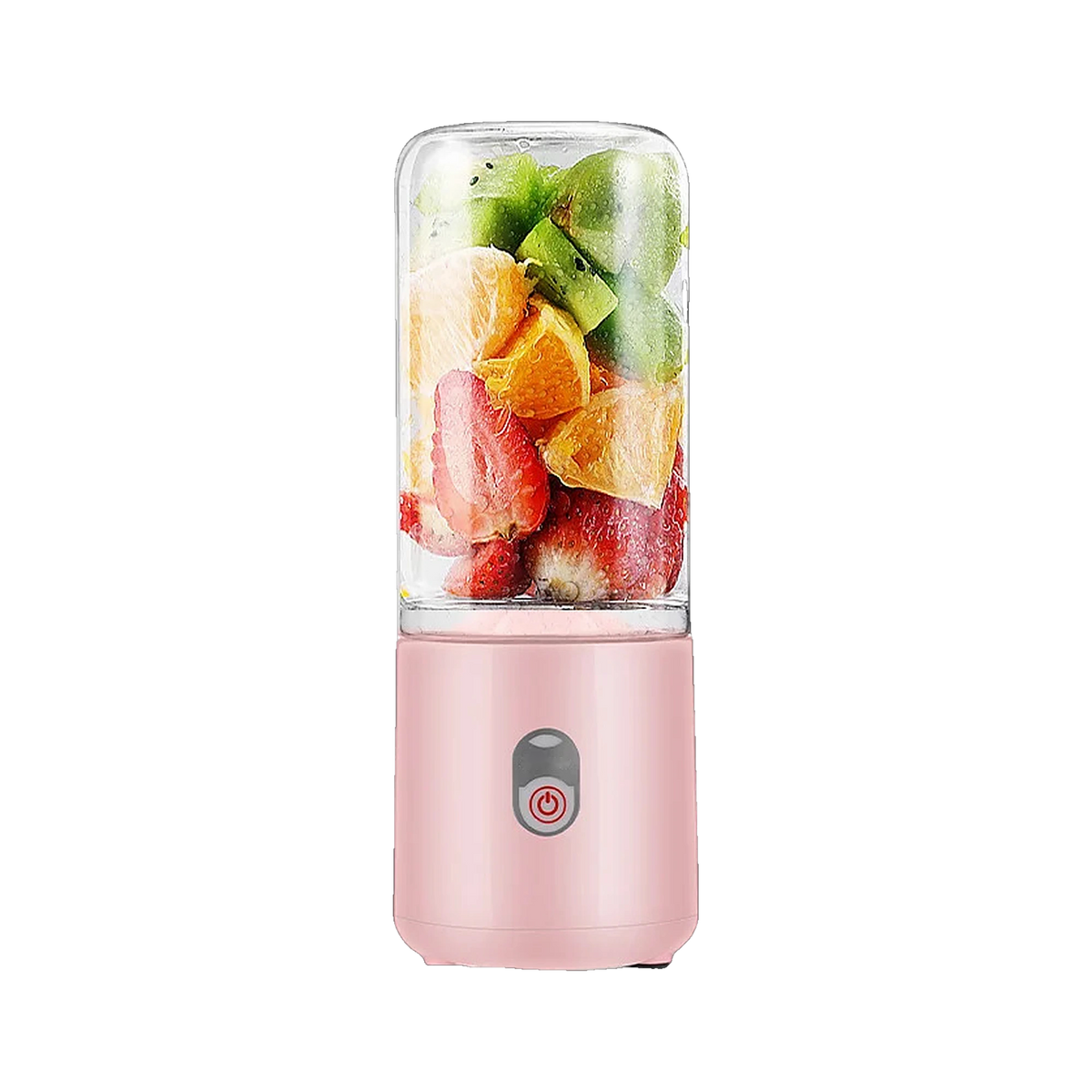 Vortex Portable Blender in pink, filled with fruit